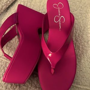 Jessica Simpson hot pink Platform sandals